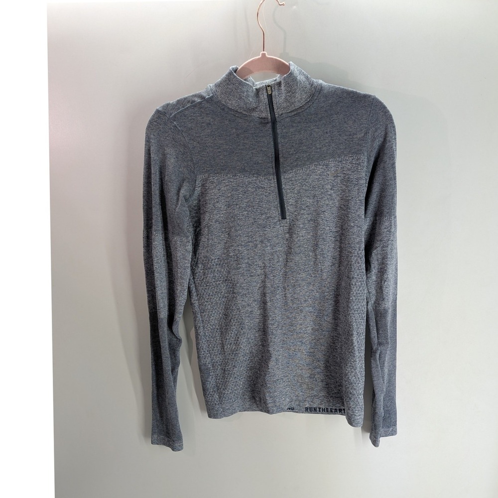Nike Running Womens M Blue Heathered Seamless Dri-FIT Quarter Zip Pullover Top